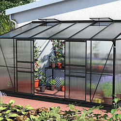 Vitavia Serre de jardin en polycarbonate 4 mm et aluminium noir avec embase Ida 201. x 386.50 x 220.80 cm.