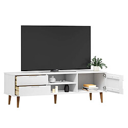 Acheter vidaXL Meuble TV MOLDE Blanc 158x40x49 cm Bois de pin massif