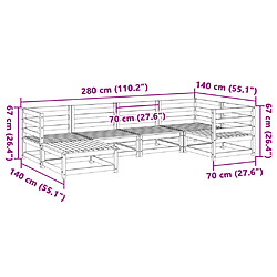 vidaXL Salon de jardin 6 pcs bois massif sapin de douglas pas cher