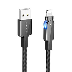 Borofone Câble USB vers Lightning 2.4A Nylon Tressé 1.2m Connecteur Rotatif 180 Noir