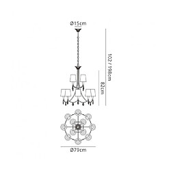 Luminaire Center Suspension abats jours Sophie Or peint 12 ampoules 102cm