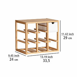 WENKO Etagère pour 8 bouteilles Finja avec 1 tiroir - en Bambou et MDF - Longueur 33.5 cm x Hauteur 29 cm x Profondeur 24 cm