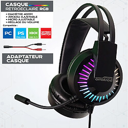 Pack Gamer AMSTRAD BATTLE 5 pièces: Clavier, Souris & tapis, Casque & adaptateur. USB & Retro-éclairage RGB pas cher