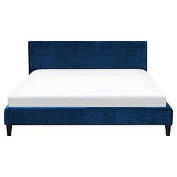 Acheter Beliani Lit double en velours bleu foncé 160x200 cm FITOU