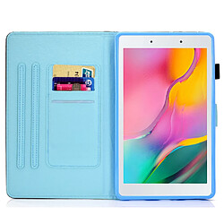 Etui en PU motif de lignes de piqûres avec support et porte-cartes pour Samsung Galaxy Tab A 8.0 (2019) SM-T290 (Wi-Fi)/SM-T295 (LTE) - chat blanc