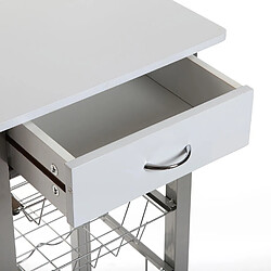 Avis Versa Chariot de cuisine avec roulettes et tiroirs Leicester 40x40x82cm,Bois et métal, Blanc