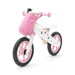 Vélo Sans Pédales Montessori Robincool Street Circuit 83x36x53 cm Draisienne en Bois Rose, Sonnette et Panier en Tissu