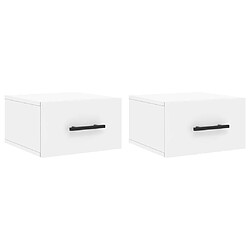 Maison Chic Lot de 2 Tables de Chevet murales - Tables de Nuit blanc 35x35x20 cm