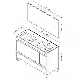 Avis Dansmamaison Meuble double vasque 2 tiroirs 4 portes 120 cm Blanc + Miroir - BOMBA