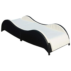 vidaXL Chaise longue avec coussin Résine tressée Noir