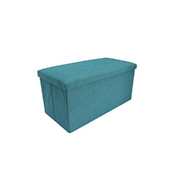 Mobili Rebecca Pouf Banc de Rangement Reponse-Pieds Bleu Clair Coton 38x76x38