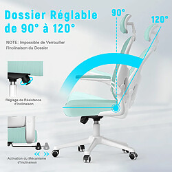 Avis BIGZZIA Chaise de Bureau - Ergonomique Fauteuil avec 2D Accoudoirs, Hauteur Appui-tête Soutien Lombaire Dossier Règalable Vert