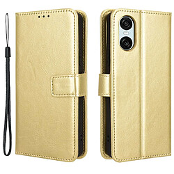 Htdmobiles Housse pour Sony Xperia 10 VI - etui coque pochette portefeuille + verre trempe - OR