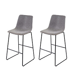 Decoshop26 Lot de 2 chaises de bar tabourets hauts en cuir synthétique gris style vintage 04_0000135