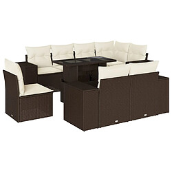 vidaXL Salon de jardin avec coussins 9 pcs marron résine tressée