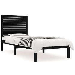 vidaXL Cadre de lit sans matelas noir 75x190 cm bois massif