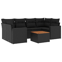 Maison Chic Salon de jardin 7 pcs avec coussins | Ensemble de Table et chaises | Mobilier d'Extérieur noir résine tressée -GKD23953