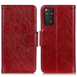 Etui en PU texture nappa, antichoc avec support rouge pour votre Xiaomi Redmi Note 11 4G (Qualcomm)/Redmi Note 11S 4G