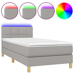 Sommier à lattes et matelas LED,Cadre à lattes de lit pour Adulte Gris clair 100x200 cm Tissu -MN50886