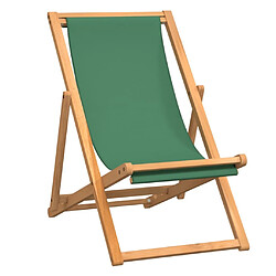 Maison Chic Chaise/Fateuill de plage pliable Bois de teck solide Vert -GKD58399