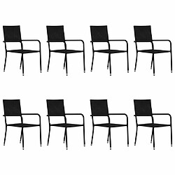 Acheter Salle à manger de jardin 9 pcs,Table et chaise à dîner Noir -MN38381