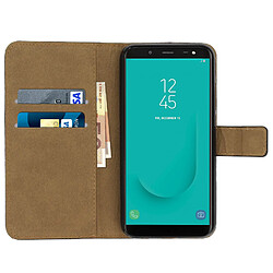 Avizar Housse Folio Samsung Galaxy J6 Etui cuir clapet portefeuille coque silicone Noir