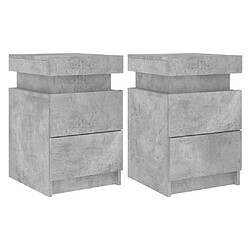 Maison Chic Lot de 2 Tables de chevet avec lumières LED - Tables de Nuit gris béton 35x39x55 cm