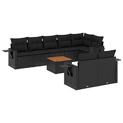 Maison Chic Salon de jardin 9 pcs avec coussins | Ensemble de Table et chaises | Mobilier d'Extérieur noir résine tressée -GKD51867