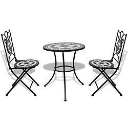 vidaXL Mobilier de bistro 3 pcs Carreaux céramiques Noir et blanc