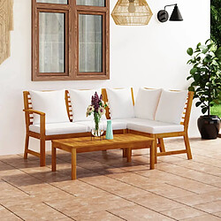 Maison Chic Salon de jardin 4 pcs - Table et chaises d'extérieur - Mobilier/Meubles de jardin Moderne avec coussin Crème Bois d'acacia solide -MN81750