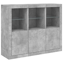 Maison Chic Lot de 3 Commode Buffet - Meuble de rangements avec lumières LED gris béton bois d'ingénierie -GKD27261 pas cher