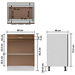 vidaXL Armoire de plancher à tiroir Chêne marron 60x46x81,5 cm pas cher