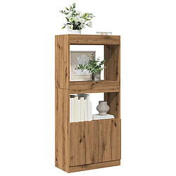 vidaXL Buffet haut chêne artisanal 63x33x140 cm bois d'ingénierie