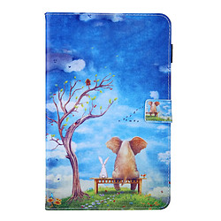 Etui en PU texture croisée avec support et porte-carte Éléphant et lapin pour votre Samsung Galaxy Tab A8 10.5 2021 SM-X200/X205