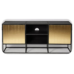 Pegane Meuble TV en bois coloris noir/doré - Longueur 120 x Hauteur 50 x Profondeur 37 cm