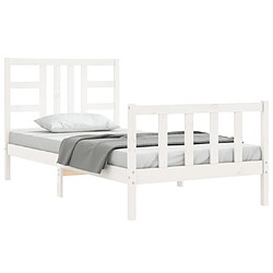 Acheter Maison Chic Cadre/structure de lit et tête de lit pour adulte - Lit Moderne Chambre blanc 100x200 cm bois massif -MN68778