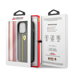 Acheter Ferrari Coque pour iPhone 13 Pro modèle Stripes en Cuir Luxueux Gris foncé