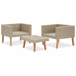 Acheter Maison Chic Salon de jardin 3 pcs + coussins - Mobilier/Meubles de jardin - Table et chaises d'extérieur Résine tressée Beige -MN33144