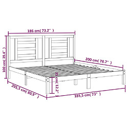 vidaXL Cadre de lit sans matelas blanc 180x200 cm bois massif pas cher