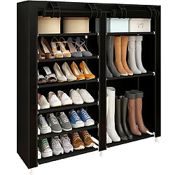 Meuble à Chaussures en Tissu pour Chaussures et Bottes avec Portes Zippées Nyana Home 110x120x30 cm Noir