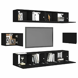 Avis Maison Chic Ensemble de meubles TV 6 pcs | Banc TV Moderne pour salon | Meuble de Rangement - Noir Aggloméré -MN14103