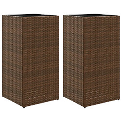 vidaXL Jardinières 2 pcs marron 40x40x80 cm résine tressée