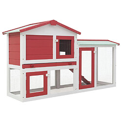 Helloshop26 Clapier large d'extérieur rouge et blanc 145 x 45 x 85 cm bois 02_0000608