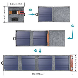 14W Chargeur Solaire Pliant SC004 Gris pas cher