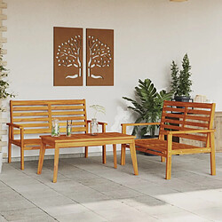 Maison Chic Ensemble de Ensemble de salle à manger de jardin 3 pcs,Table et chaises d'extérieur bois d'acacia solide -GKD204266