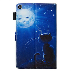 Acheter Etui en PU impression sourire de lune et de chat pour votre Samsung Galaxy Tab A 8.0 LTE (2019) SM-T290/SM-T295