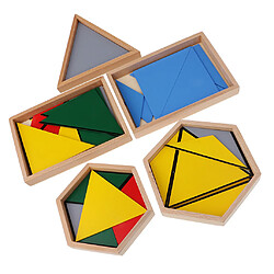 5pcs Jeux Educatif Montessori Formes Géométriques Triangles Sensoriels Matériel Mathes Jouet de Construction Puzzle en Bois Cadeau Enfants