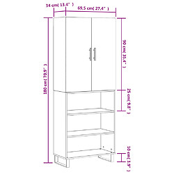 vidaXL Buffet haut Sonoma gris 69,5x34x180 cm Bois d'ingénierie pas cher