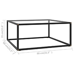 Acheter vidaXL Table basse Noir avec verre trempé 80x80x35 cm