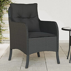 vidaXL Chaises de jardin avec coussins lot de 2 noir résine tressée